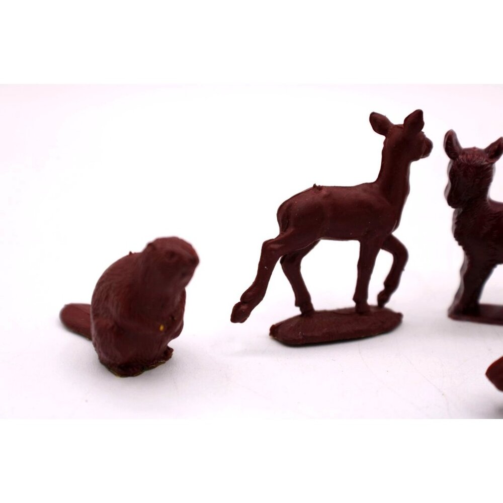 Marx Red Brown Auburn Farm Wildlife Animals Plastic Props Toys Playset Set 6 Vtg - Picture 2 of 7